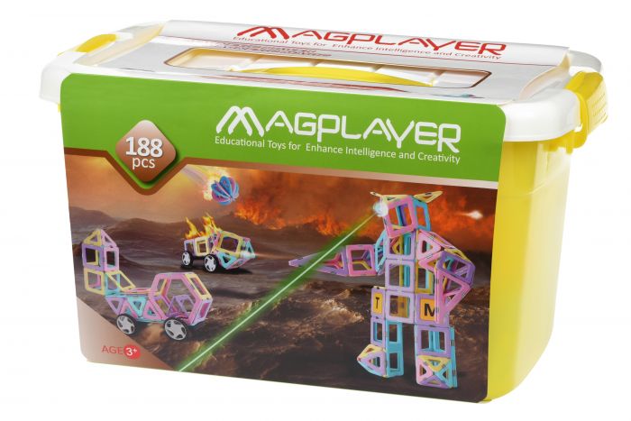 Конструктор Magplayer магнітний набір бокс 188 ел. MPT2-188