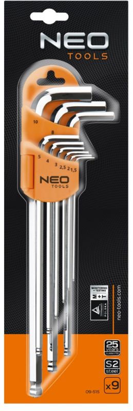 Ключі шестигранні NEO, 1.5-10 мм, набір 9 шт.