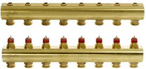 Розподільний колектор  Danfoss FHF 8+8 без ротаметрів, латунний