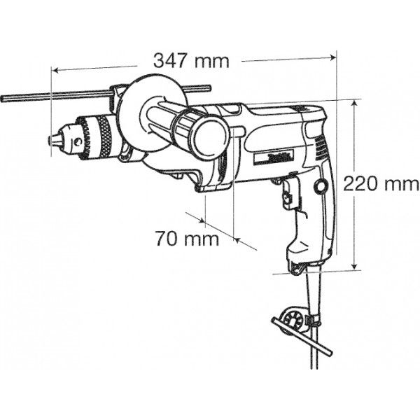 Дриль Makita DP4011, 720Вт, 13мм, 2скор, БЗП, 2.3 кг