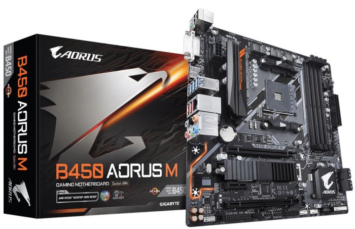 Материнська плата GIGABYTE B450_AORUS_M sAM4 B450 4xDDR4 HDMI-DVI mATX