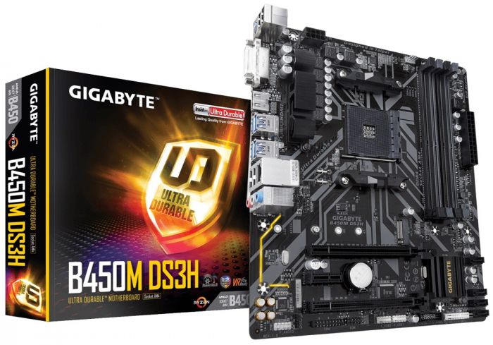 Материнська плата GIGABYTE B450M_DS3H sAM4 B450 4xDDR4 HDMI-DVI mATX