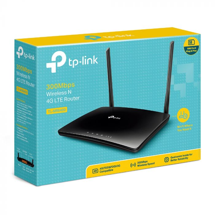 4G-Маршрутизатор TP-LINK TL-MR6400 N300 4G LTE 3xFE LAN 1xFE WAN 1xSim Card Slot