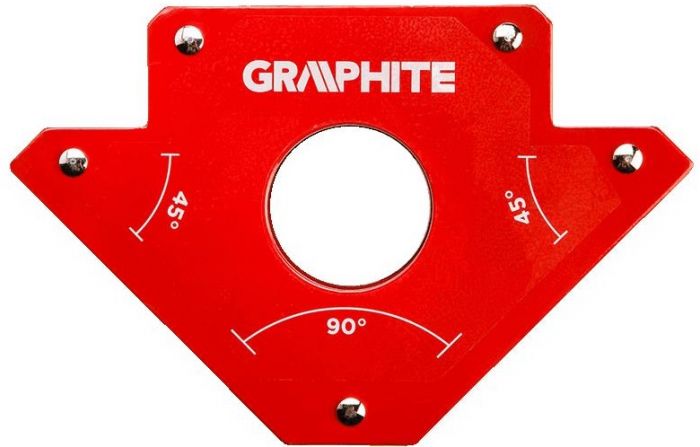 Кутник зварювальний GRAPHITE, магнітний, 122x190x25 мм, максимальна вантажопідйомність 34 кг, кут 45,90 °