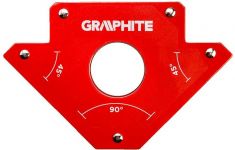 Кутник зварювальний GRAPHITE, магнітний, 122x190x25 мм, максимальна вантажопідйомність 34 кг, кут 45,90 °