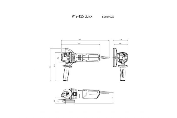 Шліфмашина кутова Metabo W 9-125 Quick, 900Вт, 125мм , быстрозажимная гайка, коробка