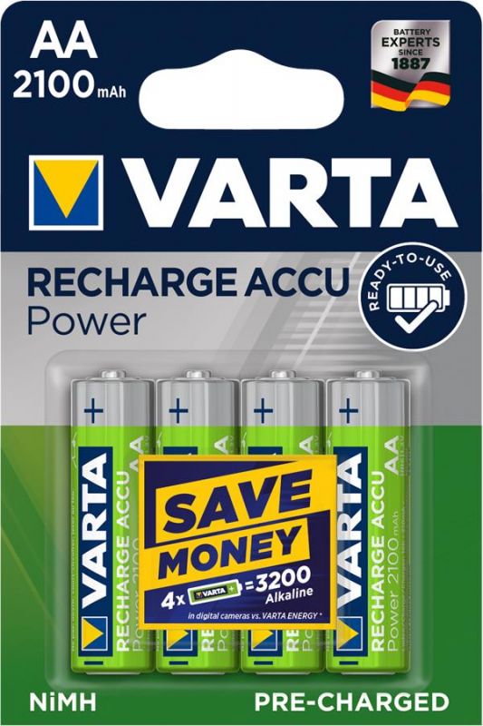 Акумулятор VARTA RECHARGEABLE ACCU AA 2100mAh BLI 4 NI-MH (READY 2 USE)