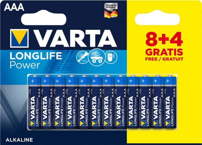 Батарейка VARTA LONGLIFE POWER AAA BLI 12 (8+4) ALKALINE