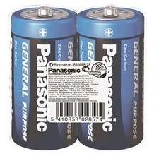 Батарейка Panasonic GENERAL PURPOSE вугільно-цинкова D(R20) плівка, 2 шт.