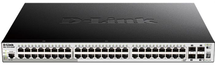 Коммутатор D-Link DGS-1510-52XMP 48xGE с РоЕ, 4xSFP+, SmartPro