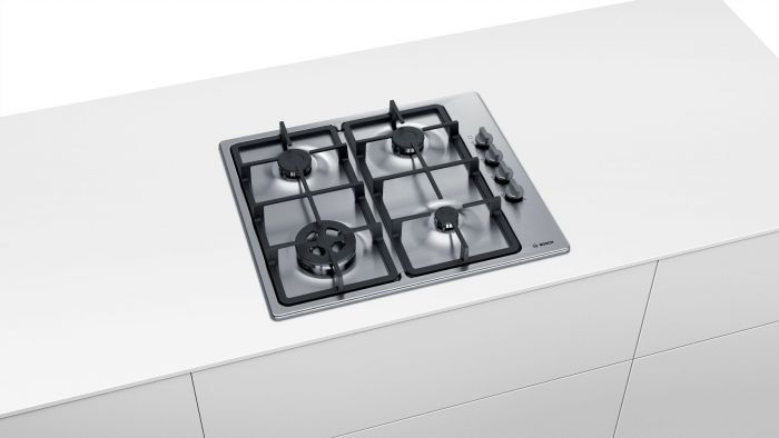 Вбудовувана газова поверхя Bosch PBH6C5B90R - Ш-60см./3+1 WOK/чавун/нерж. сталь