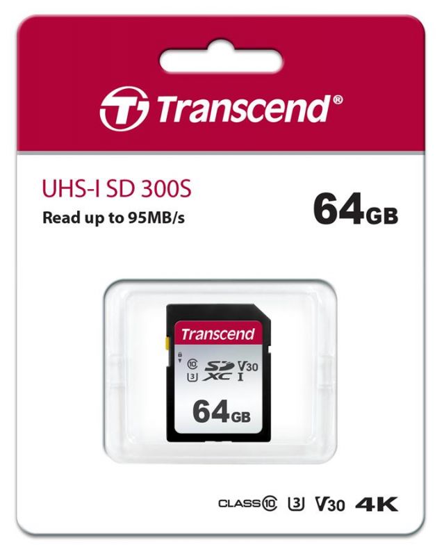 Карта пам'яті Transcend SD  64GB C10 UHS-I  R100/W20MB/s