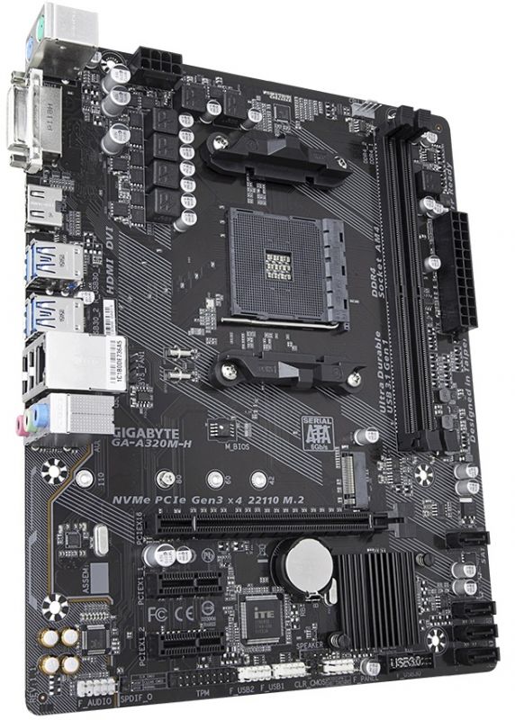 Материнська плата GIGABYTE GA-A320M-H sAM4 A320 2xDDR4 HDMI-DVI mATX