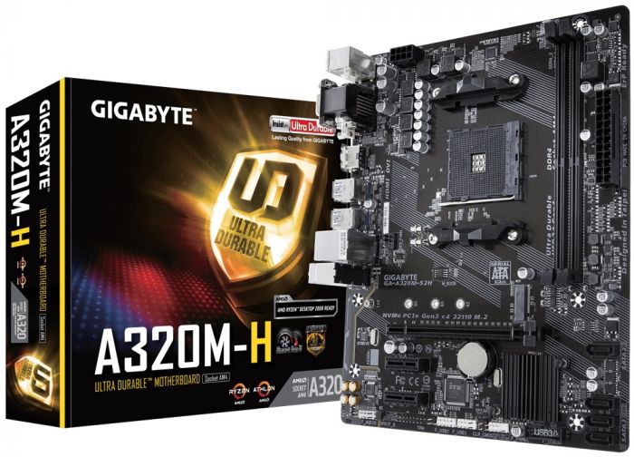 Материнська плата GIGABYTE GA-A320M-H sAM4 A320 2xDDR4 HDMI-DVI mATX