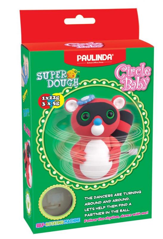 Маса для ліплення Paulinda Super Dough Circle Baby Єнот заводний механізм, червоний PL-081177-1