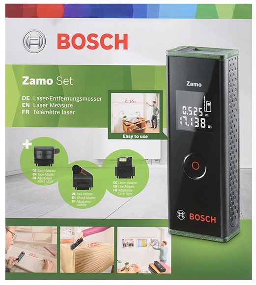 Далекомір лазерний Bosch Zamo SET ± 3 мм, 0.15 – 20 м, + 3 адаптера