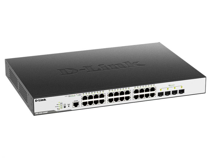 Комутатор D-Link DGS-3000-28XMP 24xGE PoE, 4xSFP+, 370Вт, L2