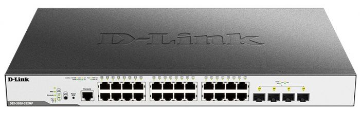 Комутатор D-Link DGS-3000-28XMP 24xGE PoE, 4xSFP+, 370Вт, L2