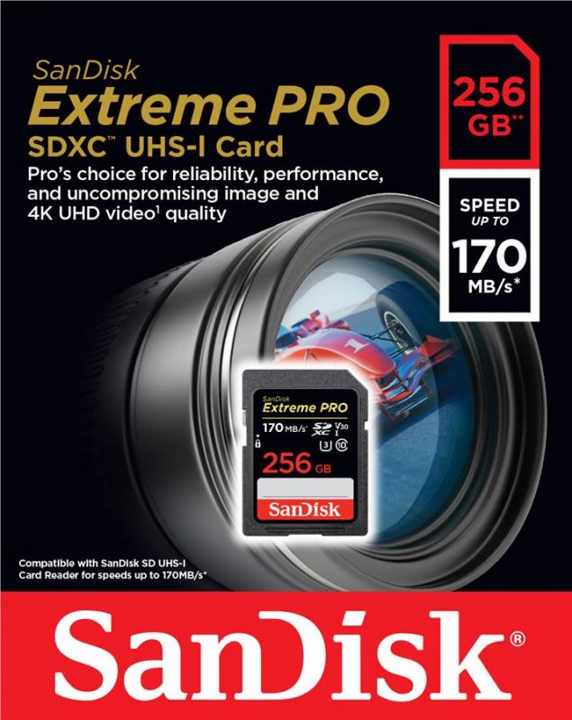 Карта пам'яті SanDisk SD  256GB C10 UHS-I U3 R170/W90MB/s Extreme Pro