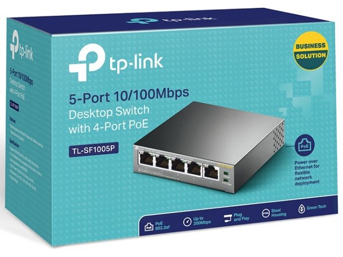 Комутатор TP-LINK TL-SF1005P 5xFE/4xPoE 56W некерований