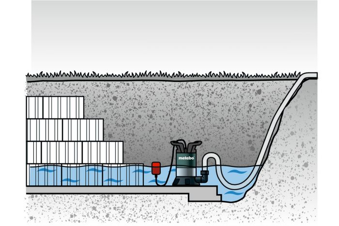 Насос дренажний Metabo TP 8000 S для чистої води, 350 Вт, 8 куб/год, висота подачі 7м, занурення до 5м.