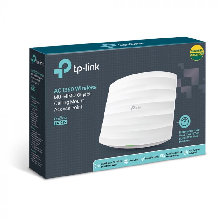 Точка доступу TP-LINK EAP225 AC1350 1xGE LAN PoE MU-MIMO стел.