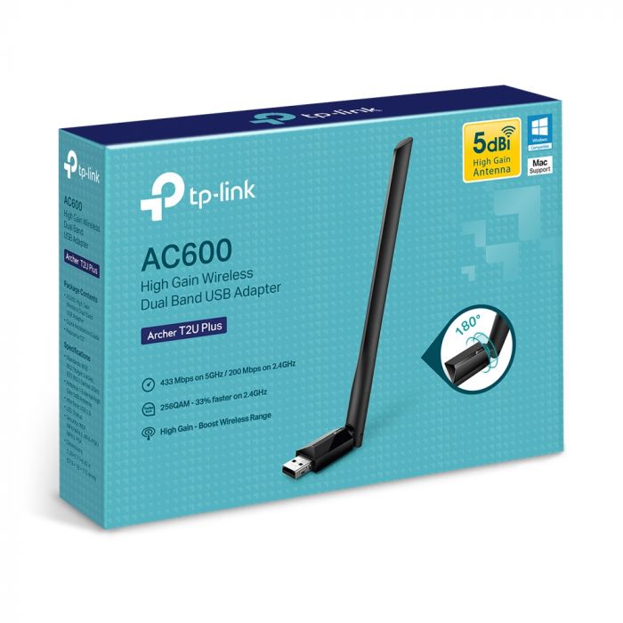 WiFi-адаптер TP-LINK Archer T2U plus AC600 USB2.0 ext. ant