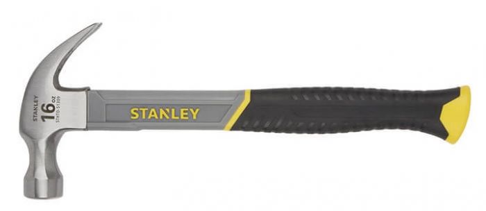 Молоток столярний Stanley "Fiberglass", 450г, рукоятка зі скловолокна прогумована, цвяходер