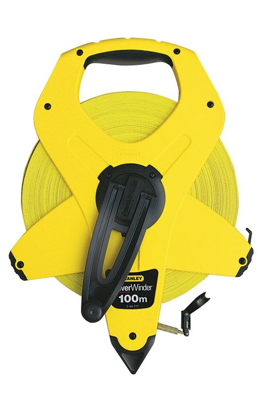 Рулетка Stanley "PowerWinder Fiberglass", геодезична, відкритий корпус, 100м х 12.7мм