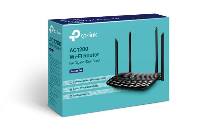 Маршрутизатор TP-LINK ARCHER A6 v.3.2 AC1200 4xGE LAN 1xGE WAN MU-MIMO MESH