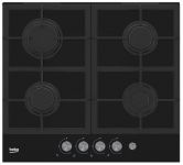 Вбудовувана газова поверхня Beko HILG64235S - Ш-60см./4 конфорки/чавунні решітки/чорне скло