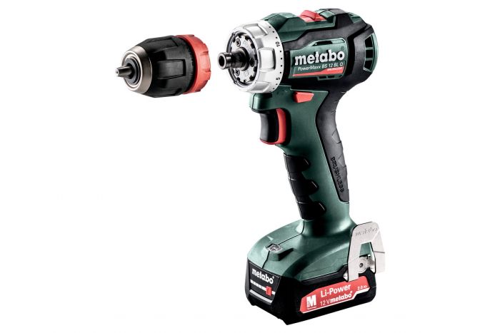 Шуруповерт-дриль Metabo PowerMaxx BS 12 BL Quick, 2х2.0Аг , ЗП SC-30, кейс МС05, 12В