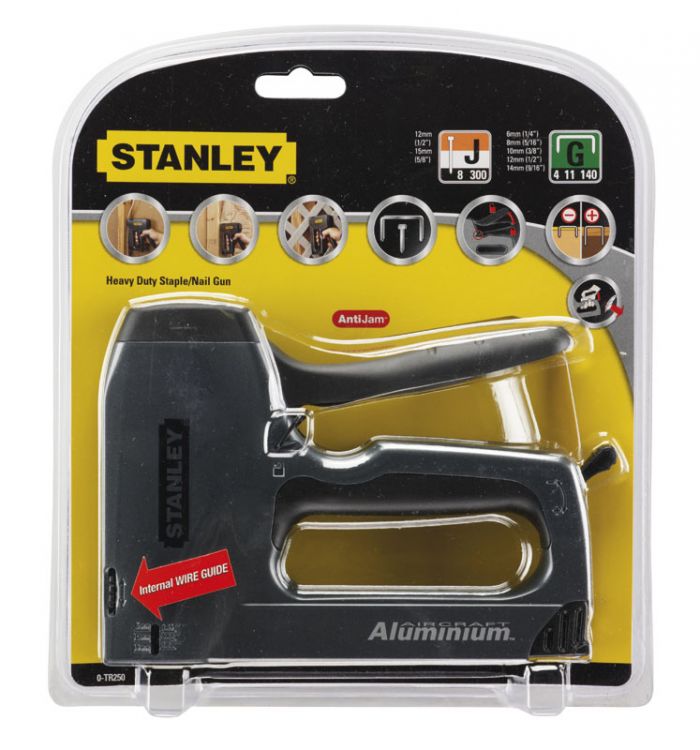 Степлер Stanley "Heavy Duty H/L", 6-14 мм тип скоб G та 12-15мм тип скоб J, алюмінієвий корпус