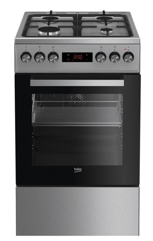 Плита комбінована Beko FSM52335DXDS - 50х60 см/газ-контр/чавун/60л/8 прогр./диспл/нерж. сталь