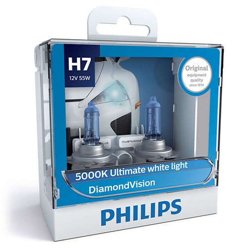 Лампа галогенна Philips H7 Diamond Vision, 5000K, 2шт/блістер