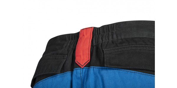 Штани робочі NEO HD+, розмір M (50), 275 г/м2, 100% бавовна, профільовані коліна з відсіком для наколінників, потрійні внутрішні шви, еластична конструкція пояса, міцні кишені, чорно-сині
