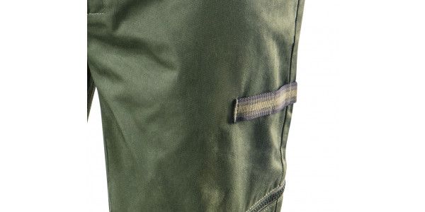 Штани робочі NEO CAMO Olive, розмір S (48), 255 г/м2, профільовані коліна з виточкою, внутрішнє регулювання пояса, міцні кишені та петлі для інструменту, оливкові