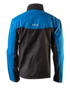 Куртка робоча NEO HD+, розмір L (52), 275 г/м2, 100% бавовна, високий комір, регулювання манжет, комбіновані багатофункціональні кишені на блискавці та липучках, чорно-синя
