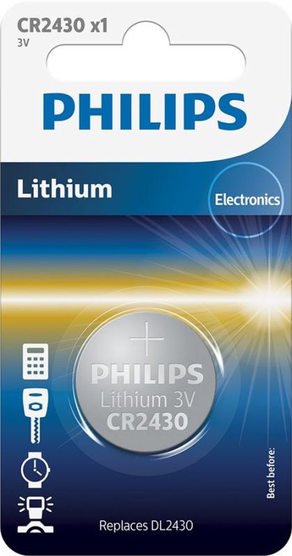 Батарейка Philips   літієва CR 2430  блістер, 1 шт
