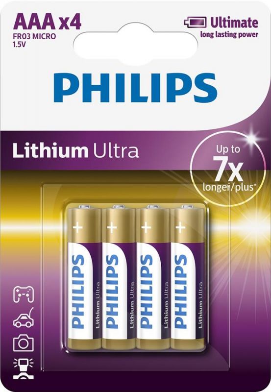 Батарейка Philips Lithium Ultra  AAA літієва блістер, 4 шт
