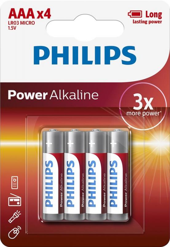 Батарейка Philips Power Alkaline AAA лужна блістер, 4 шт