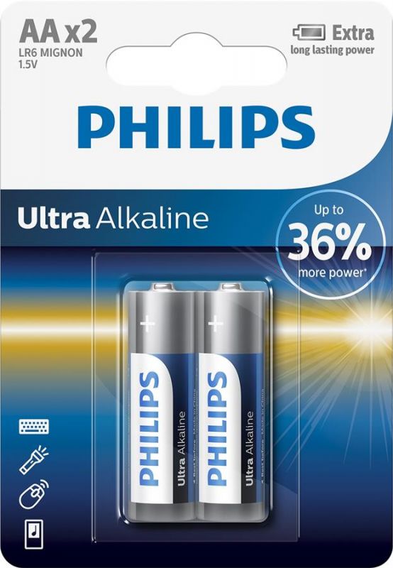 Батарейка Philips Ultra Alkaline лужна AA блістер, 2 шт