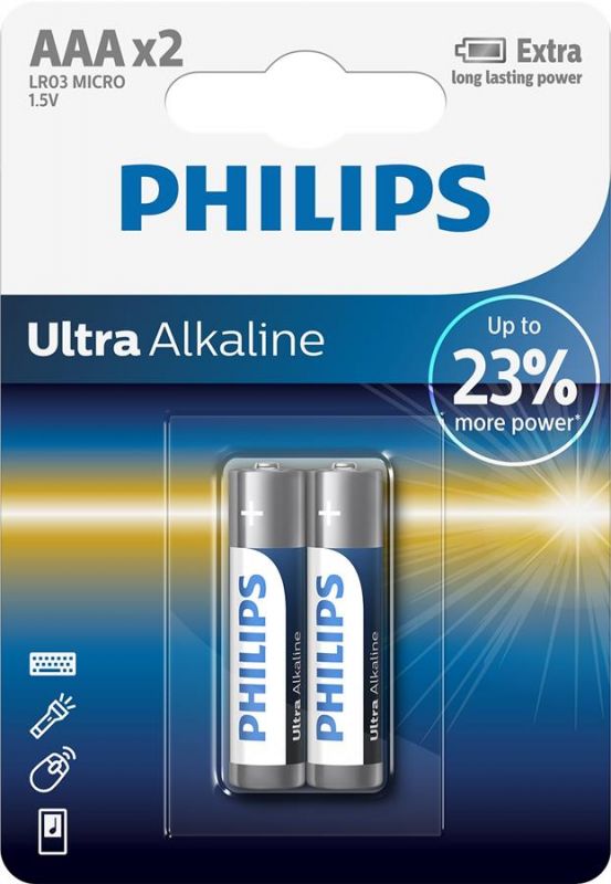 Батарейка Philips Ultra Alkaline лужна AAA блістер, 2 шт