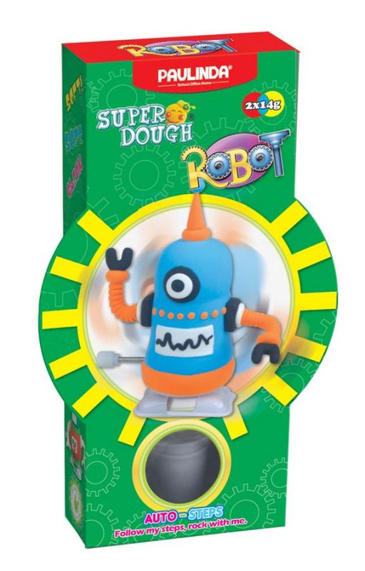 Маса для ліплення Paulinda Super Dough Robot заводний механізм (крокує), блакитний PL-081178-6