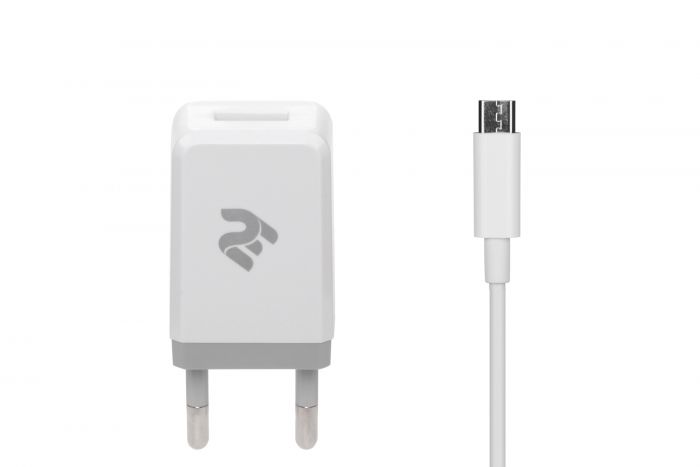 Набір Мережевий ЗП 2E USB Wall Charger USB:DC5V/2.1A +кабель MicroUSB 2.4A, white