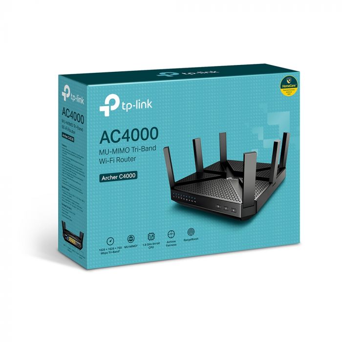 Маршрутизатор TP-LINK ARCHER C4000 AC4000 4xGE LAN 1xGE WAN 1xUSB2.0 1xUSB3.0 MU-MIMO 3-band