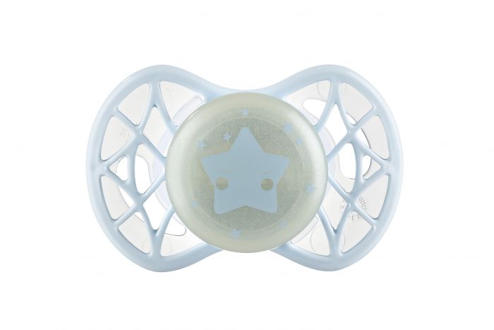 Пустушка симетрична Nuvita NV7065 Air55 Cool 0m+ "зірка" світиться у темряві аквамаринова