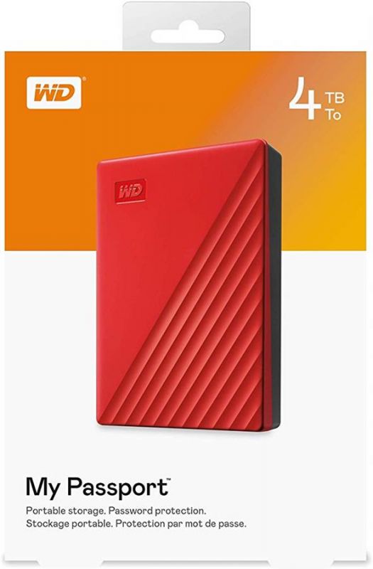 Портативний жорсткий диск WD 4TB USB 3.2 Gen 1 My Passport Red