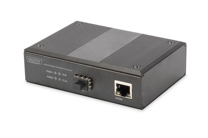 Медіаконвертор DIGITUS Industrial Gigabit PoE PSE, RJ45, SFP, 80 km