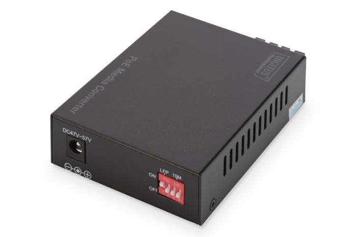 Медіаконвертер DIGITUS PoE, SM 10/100/1000Base-T to 1000Base-LX, Incl. PSU 30W, SC, Up to 20km